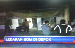 Lokasi ledakan bom di Beji, Depok, Jawa Barat.